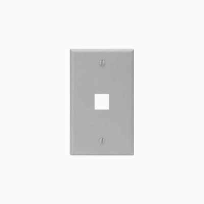 Leviton 41080-1GP Single-Gang QuickPort Wall Plate, 1-Port, Grey
