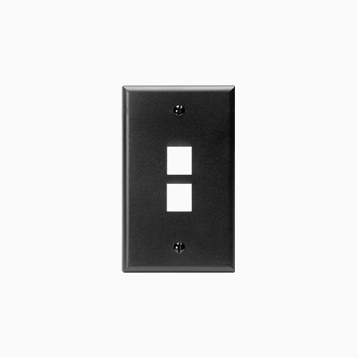 Leviton 41080-2EP Single-Gang QuickPort Wall Plate, 2-Ports, Black