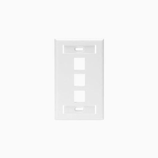 Leviton 42080-3WS Single-Gang QuickPort Wall Plate 3-Ports