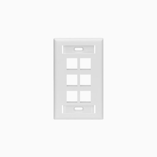 Leviton QuickPort Wall Plate with ID Window, Single Gang, 6-Port