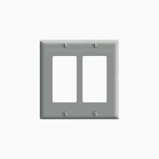 Leviton 80409-0GY 2-Gang Decora/GFCI Device Wallplates, Gray