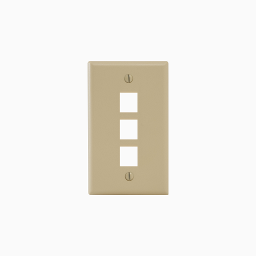 ICC IC107F3CIV Single Gang Classic Faceplate , 3-Port, 25-Pack
