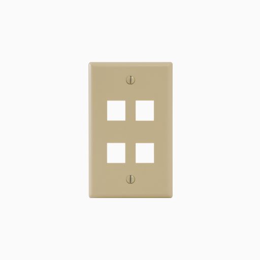 ICC IC107F04IV Single-Gang Classic Faceplate, Ports, EZ/HD Style
