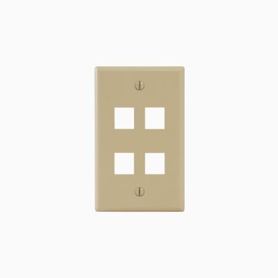 ICC IC107F04IV Single-Gang Classic Faceplate, Ports, EZ/HD Style