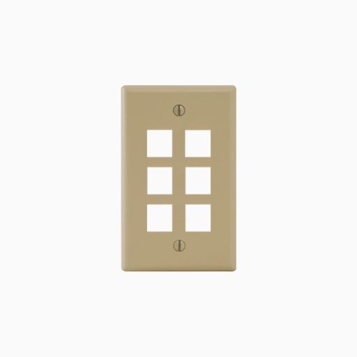 ICC IC107F06IV Classic Faceplate with Ports for EZ HD Style 6 Ports