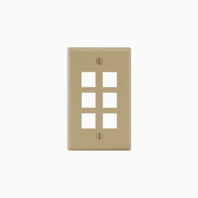 ICC IC107F06IV Classic Faceplate with Ports for EZ HD Style 6 Ports