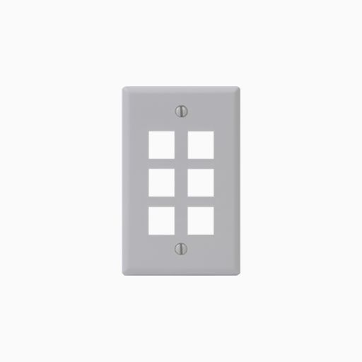 ICC IC107F06GY Classic Faceplate with Ports for EZ HD Style, Gray