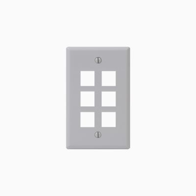 ICC IC107F06GY Classic Faceplate with Ports for EZ HD Style, Gray