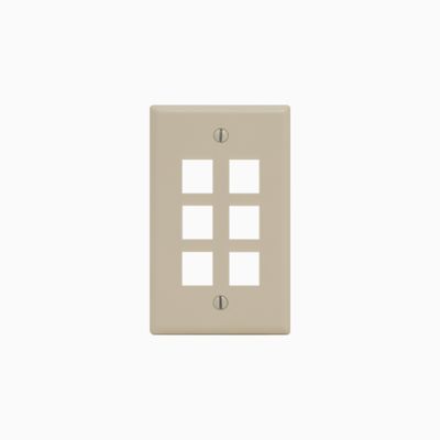ICC IC107F06AL Single-Gang Classic Faceplate, 6 Ports, Almond