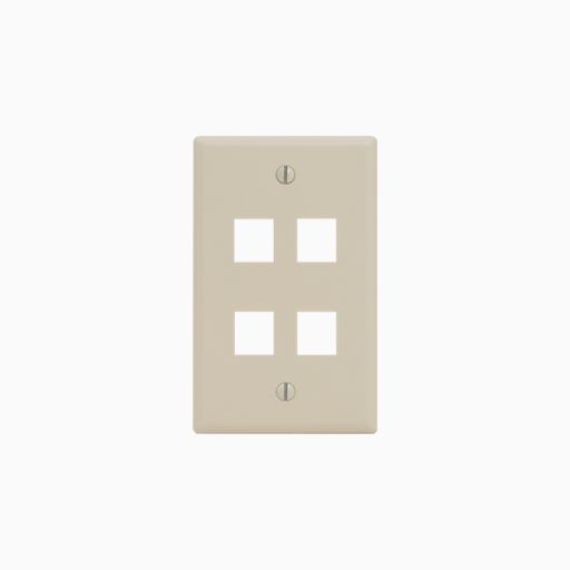ICC IC107F04AL Single-Gang Classic Faceplate, 4 Ports, Almond