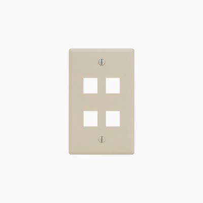 ICC IC107F04AL Single-Gang Classic Faceplate, 4 Ports, Almond