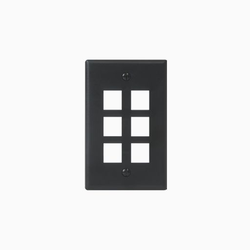 ICC IC107F06BK Classic Faceplate with Ports for EZ HD Style, Black