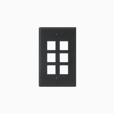 ICC IC107F06BK Classic Faceplate with Ports for EZ HD Style, Black