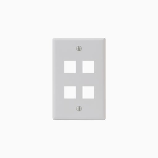 ICC IC107F04WH Single-Gang Classic Faceplate, 4-Ports, EZ/HD