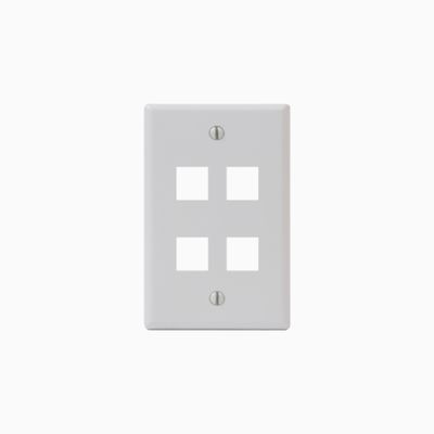 ICC IC107F04WH Single-Gang Classic Faceplate, 4-Ports, EZ/HD