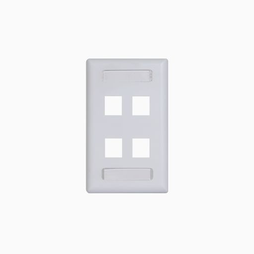 ICC IC107S04WH Single-Gang Station ID Faceplate, 4 Ports, EZ/HD Style