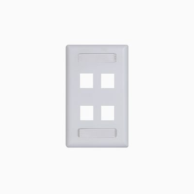 ICC IC107S04WH Single-Gang Station ID Faceplate, 4 Ports, EZ/HD Style