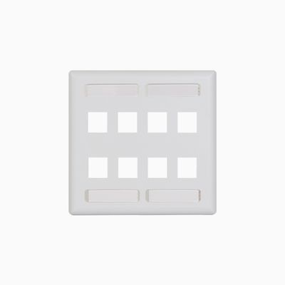 ICC IC107SD8WH 8-Port Double Gang Faceplate with Station ID, White