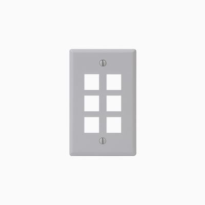 ICC IC107F06WH Single-Gang Classic Faceplate, 6-Ports, EZ/HD Style