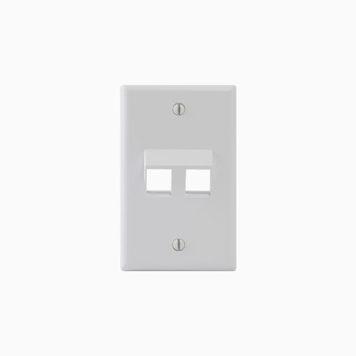 ICC IC107DA2WH Angled Faceplate with Angled 2 Ports, White