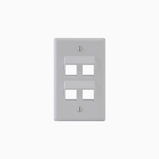 ICC IC107DA4WH Angled Faceplate with 4-Angled Ports, White