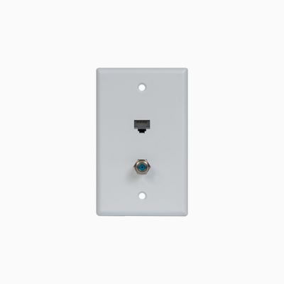 ICC ICRDS0F5WH Single Gang Faceplate, RJ45 CAT5e F-Type Connector