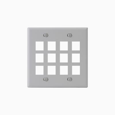 ICC IC107F12WH Double-Gang Classic Faceplate, 12 Ports, White