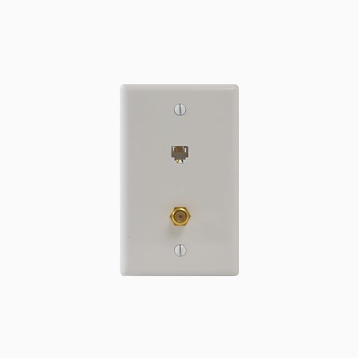 ICC IC630E6GWH Faceplate with 6P6C Screw Terminals and F-Type