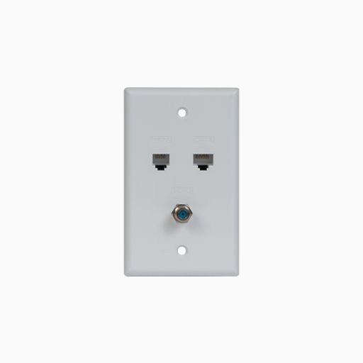 ICC ICRDSVF5WH Faceplate IDC with RJ-11 6P6C, RJ-45 CAT5e Data