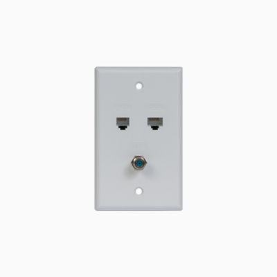 ICC ICRDSVF5WH Faceplate IDC with RJ-11 6P6C, RJ-45 CAT5e Data