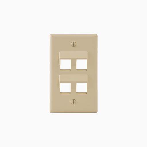ICC IC107DA4IV Angled Faceplate with 4-Angled Ports, Ivory