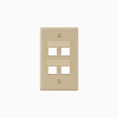 ICC IC107DA4IV Angled Faceplate with 4-Angled Ports, Ivory