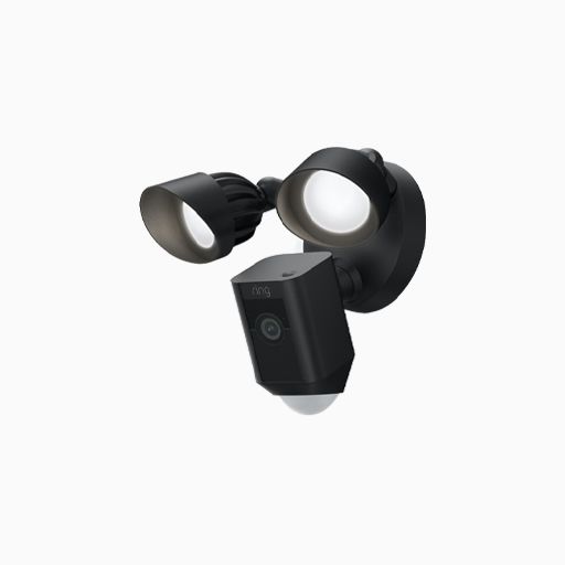 Ring Floodlight Camera Wired Plus with LED Lights and Siren, Black
