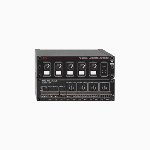 RDL RU-MX5ML 5-Channel Mic/Line Audio Mixer, Phantom Power