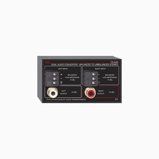 RDL TX-A2D Dual Audio Converter, Balanced to Unbalanced