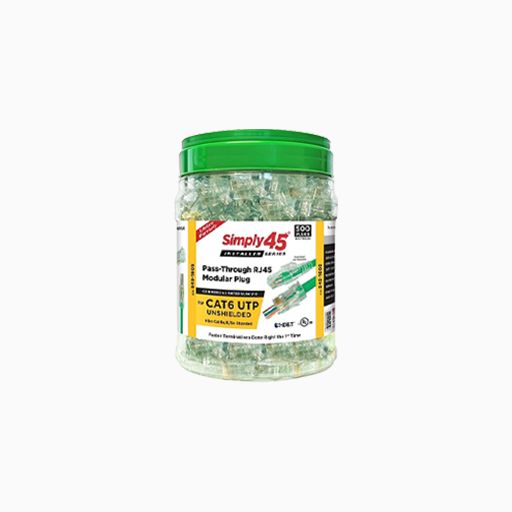 Simply45 S45-1605 CAT6 Pass-Through RJ45 Connectors, 500-Pack