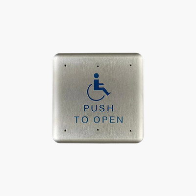 BEA 10PBS451 4.5 Inch Square Push Plate, Blue Handicap Logo