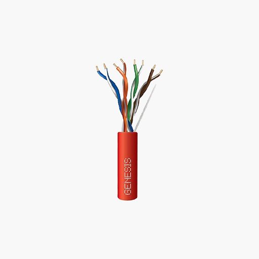 Genesis 50781104 CAT5e Riser Cable, 24/4 Solid BC, Unshielded, Red