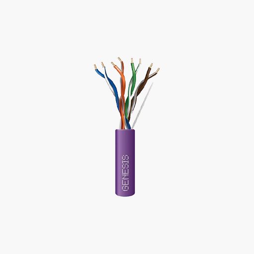 Genesis 50781110 CAT5e Riser Cable, 24/4 Solid BC, Unshielded, Purple