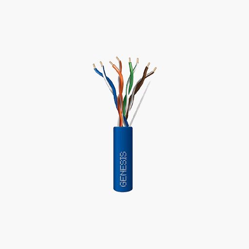 Genesis 50881106 CAT5e Plenum Cable, 24/4 Solid BC, FT6, Blue