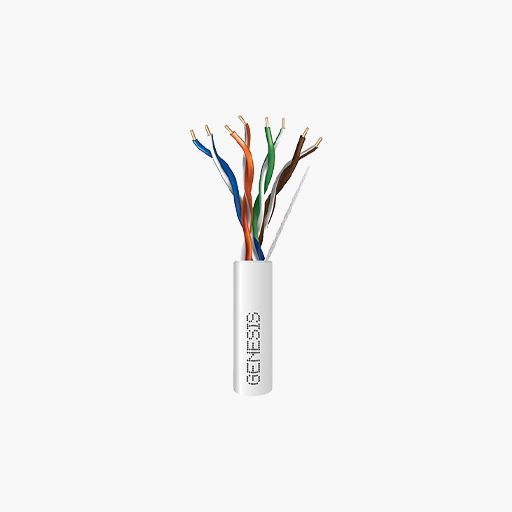 Genesis 50885501CAT5e Plenum Cable, 24/4 Solid BC, FT6, 500', White