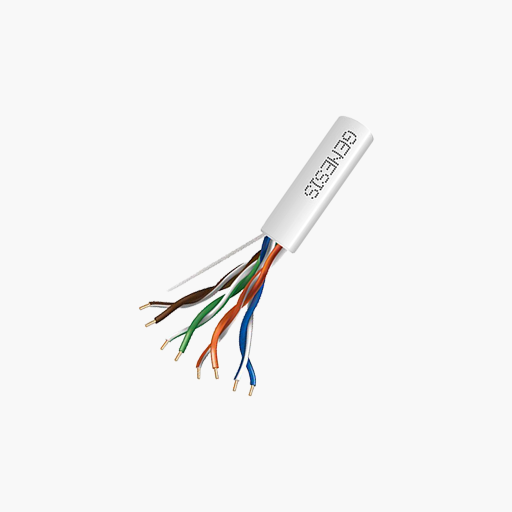 Genesis 50885501CAT5e Plenum Cable, 24/4 Solid BC, FT6, 500', White