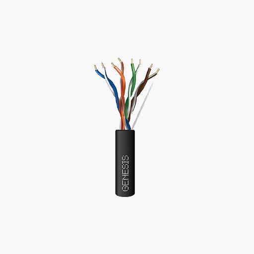 Genesis 50881108 CAT5e Plenum Cable, 24/4 Solid BC, FT6, Black