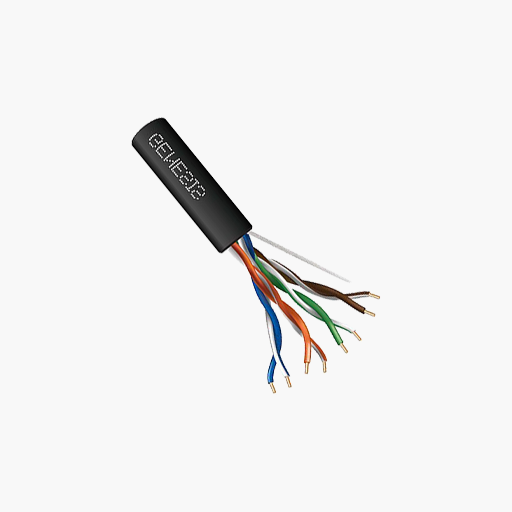Genesis 50881108 CAT5e Plenum Cable, 24/4 Solid BC, FT6, Black