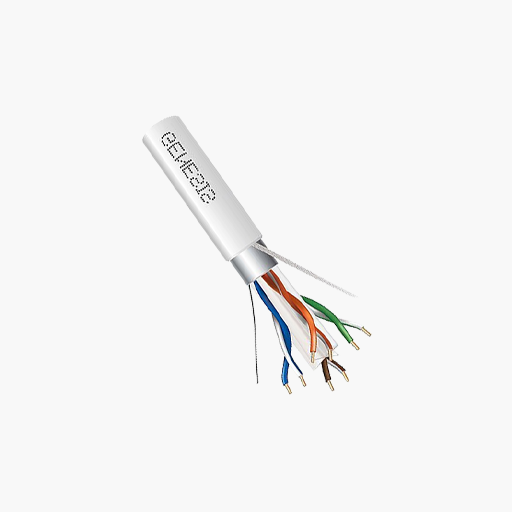 Genesis 53881001 CAT5e 24/4 Shielded Plenum BC Cable, FT6, White