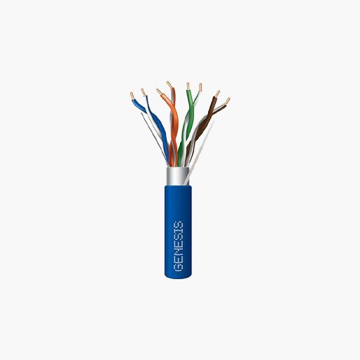 Genesis 53881006 CAT5e Plenum Cable, 24/4 Solid BC, FT6, Blue