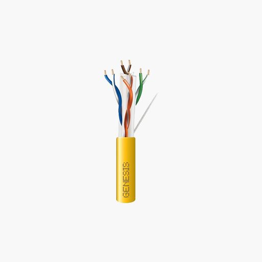 Genesis 51021102 CAT6 Plus Plenum Cable, 23/4 Solid BC, UTP, Yellow
