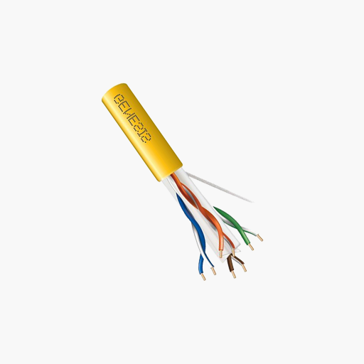 Genesis 51022102 CAT6 Plus Plenum Cable, 23/4 Solid BC, UTP, Yellow