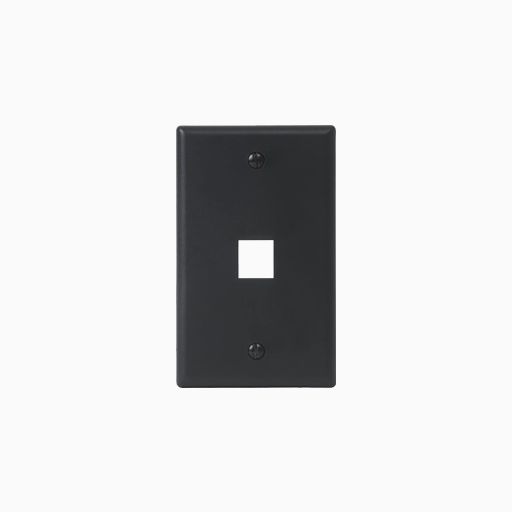 ICC IC107F01BK 1-Port Keystone Single Gang Wall Plate, Black