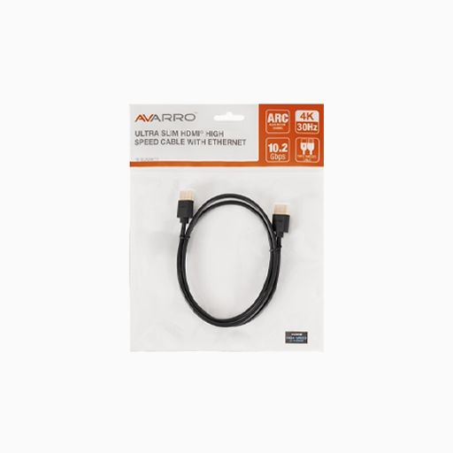 AVARRO 1E-SLIM3 Ultra Slim 4K60 HDMI High Speed Cable, 3'